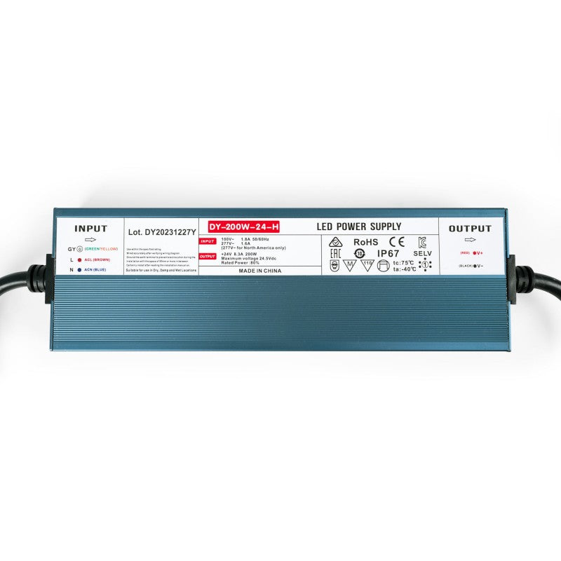 Alimentation LED 24V étanche 200W extra-plate - 8.33A - IP67