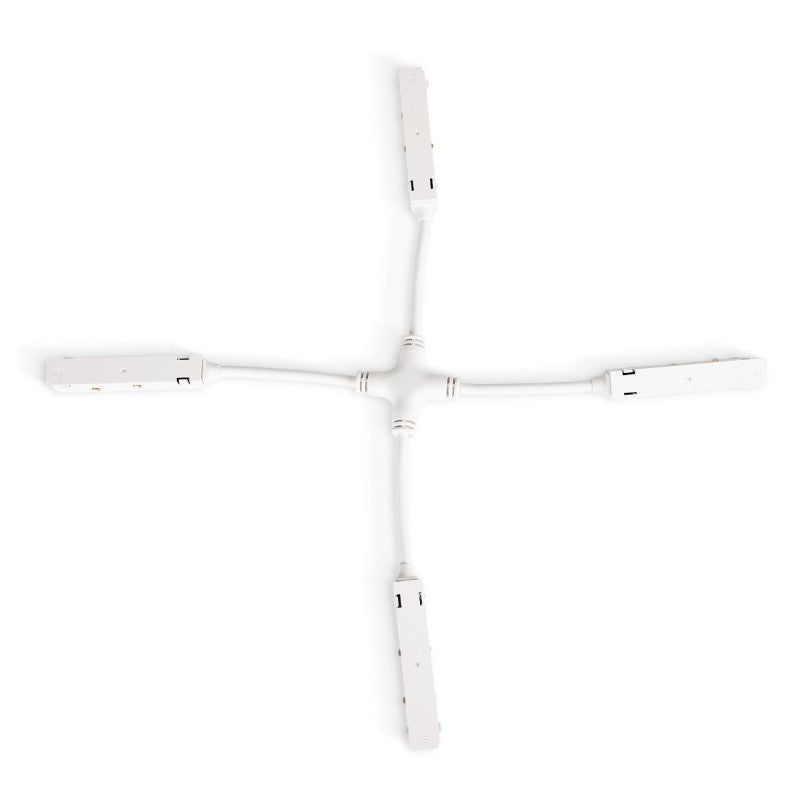 Conector eléctrico en forma de X para carril magnético de 20 mm - Blanco