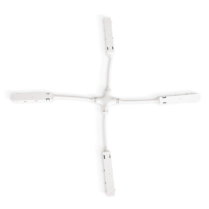 Conector eléctrico en forma de X para carril magnético de 20 mm - Blanco