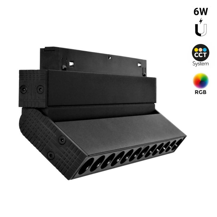 Spot linéaire orientable sur rail magnétique RGB + CCT - 6W - UGR18 - Mi Light - Noir