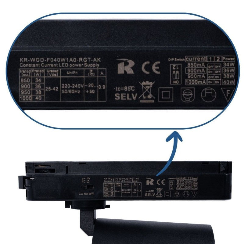 Spot LED 40W pour rail monophasé - Boulangeries