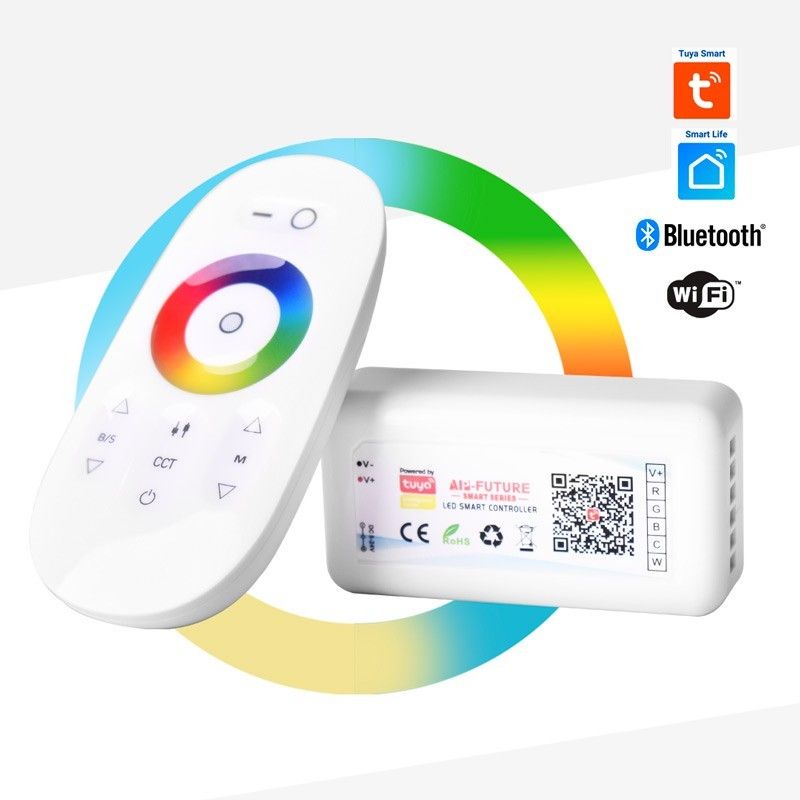 Controlador LED RGB+CCT SMART WIFI con control remoto - 12-24 V CC - 5 canales