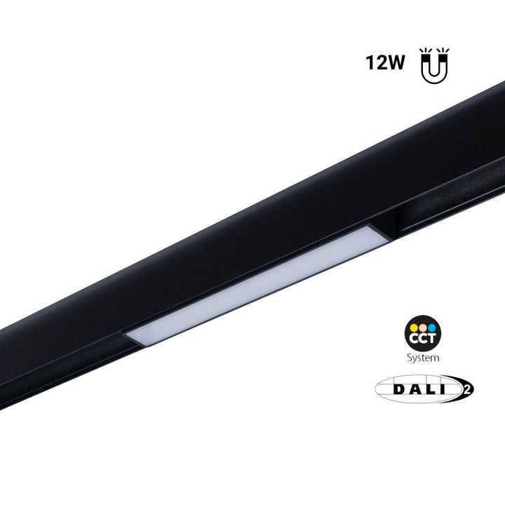 Spot LED linéaire opale CCT sur rail magnétique 48V - 12W - Gradation DALI-2