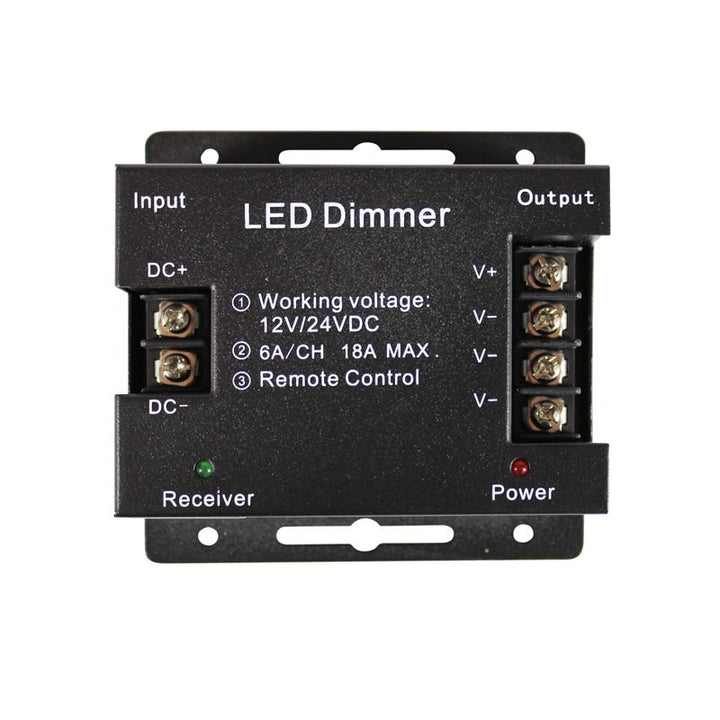 Regulador de intensidad de tira LED con mando a distancia RF 12V/24V 18A