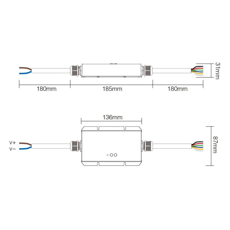 Controlador de tira LED 5 en 1 a prueba de agua - 12-48 V CC - 2,4 G - WiFi - MiBoxer - IP67 - WL5-WP