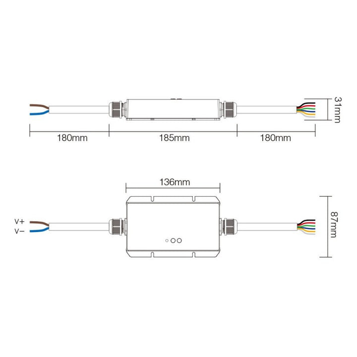 Contrôleur ruban LED étanche 5 en 1 - 12-48V DC - 2.4G - WiFi - MiBoxer - IP67 - WL5-WP