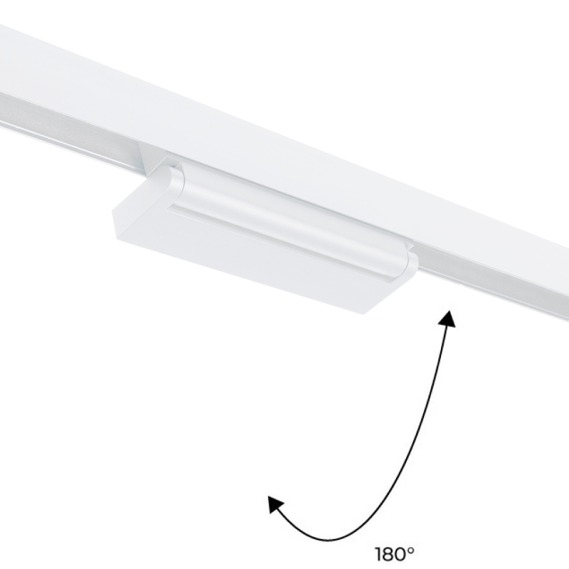 Spot linéaire orientable pour rail magnétique 48V- 12W - 2800K - Puce OSRAM - UGR18 - Blanc