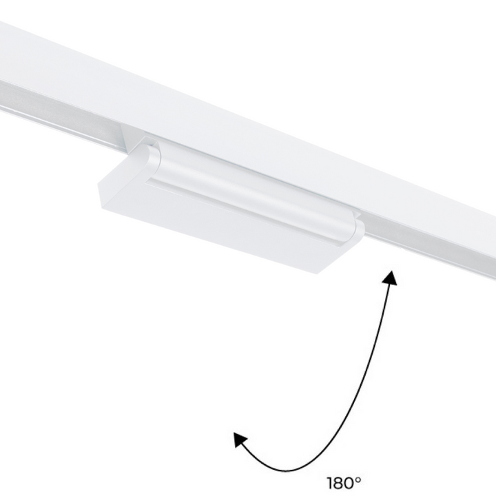 Foco lineal orientable para carril magnético 48V - 12W - 2800K - Chip OSRAM - UGR18 - Blanco