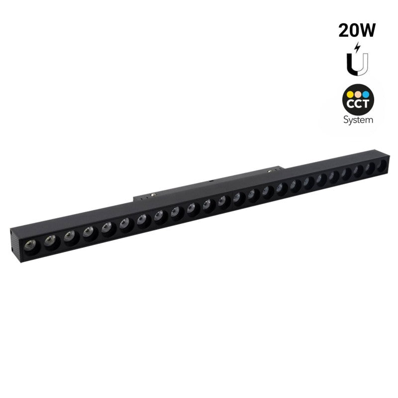 Spot linéaire sur rail magnétique CCT - 20W - UGR18 - Mi Light - Noir