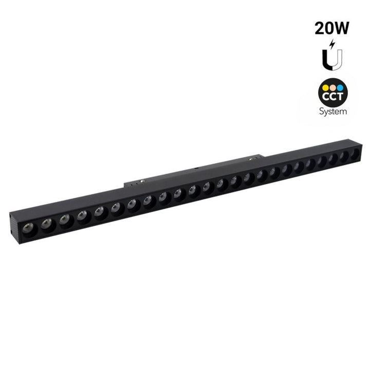 Foco lineal con riel magnético CCT - 20 W - UGR18 - Mi Light - Negro