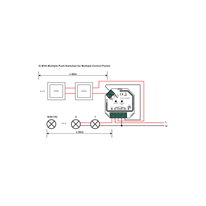 Regulador de intensidad (RF+PUSH) para LED Triac 230V 400W máx. (1 canal) SUNRICHER - RF perfecta