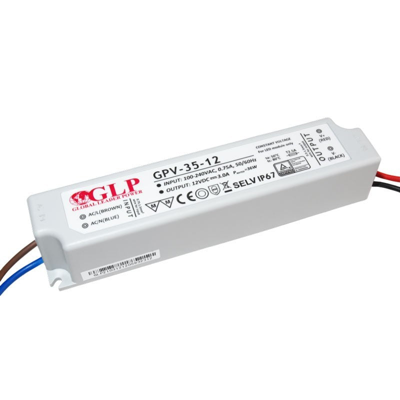 Fuente de alimentación LED impermeable 12V DC - 35W - IP67 - GLP