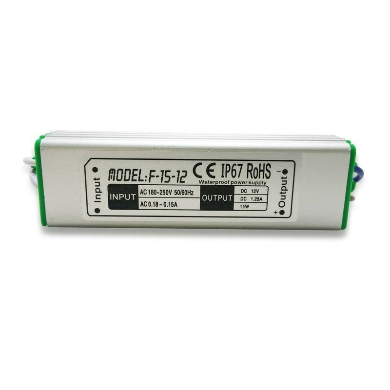 Fuente de alimentación LED impermeable 15 W 1,25 A IP67