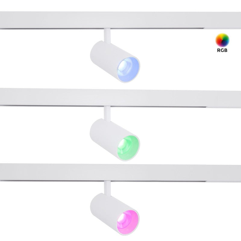 Spot LED sur rail magnétique RGB + CCT - 48V - 25W - Mi Light - Blanc