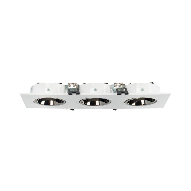 Collerette downlight carrée triple orientable GU10 / MR16 - Faible indice UGR - Coupe 75 x 235 mm