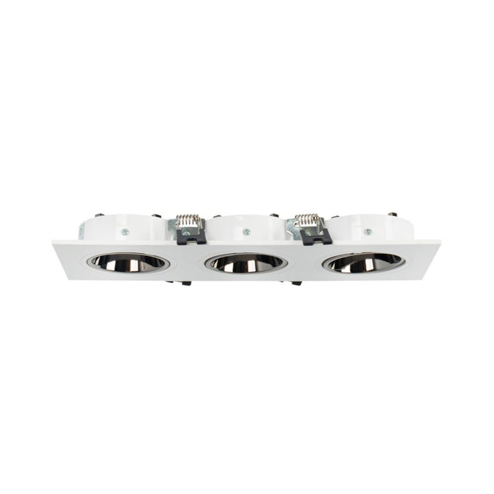 Downlight cuadrado triple orientable GU10/MR16 - Bajo índice UGR - Corte 75 x 235 mm