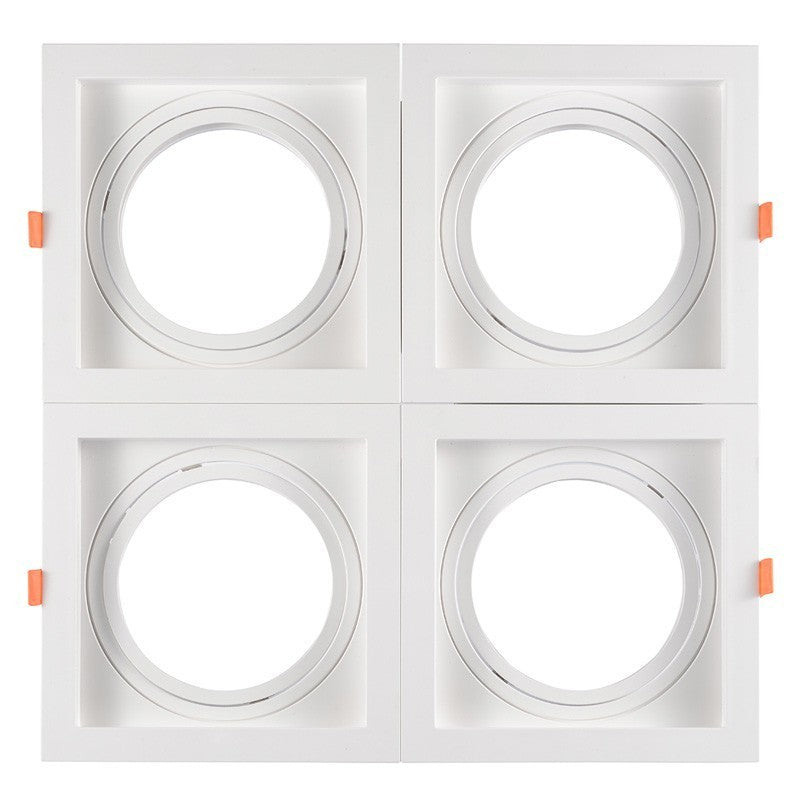 Pack x 4 - Collarín downlight cuadrado, orientable, tipo cardán para bombilla QR111 o AR111 - Corte 155 x 155 mm