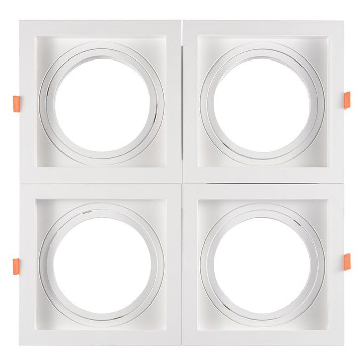 Pack x 4 - Collarín downlight cuadrado, orientable, tipo cardán para bombilla QR111 o AR111 - Corte 155 x 155 mm