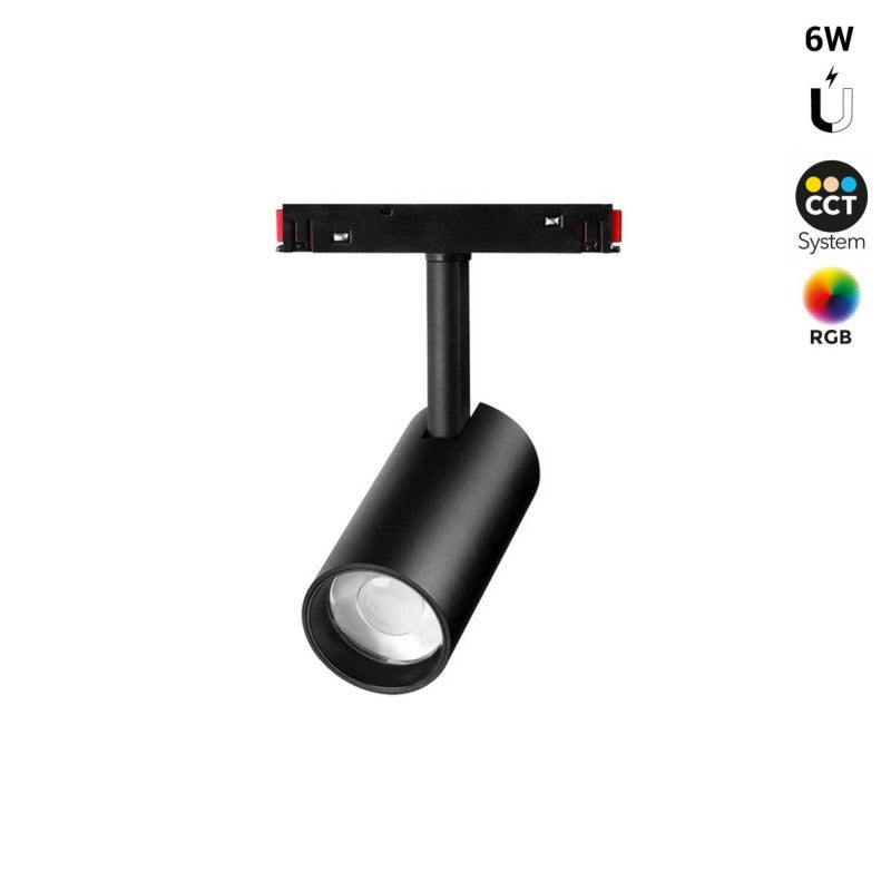 Spot LED sur rail magnétique RGB + CCT - 48V - 6W - Mi Light - Noir