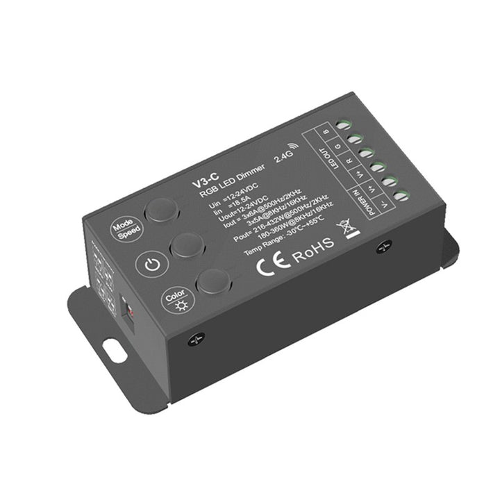 Controlador RGB 12-24 V CC - 3 canales - RF 2,4 GHz y control por pulsador - Skydance