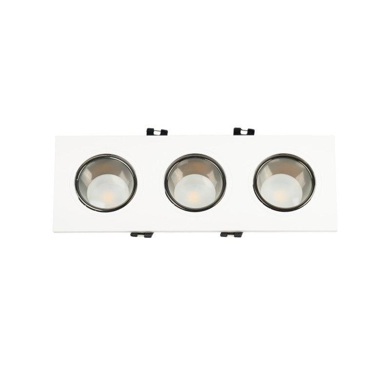 Downlight cuadrado triple orientable GU10/MR16 - Bajo índice UGR - Corte 75 x 235 mm