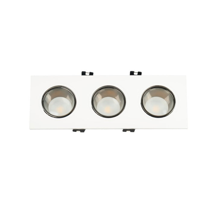 Collerette downlight carrée triple orientable GU10 / MR16 - Faible indice UGR - Coupe 75 x 235 mm