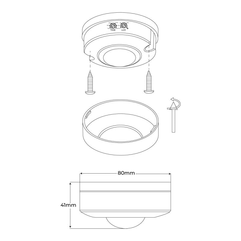 Détecteur de mouvement PIR de surface 360º IP44