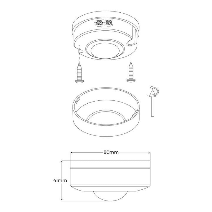 Detector de movimiento PIR de superficie IP44 de 360º