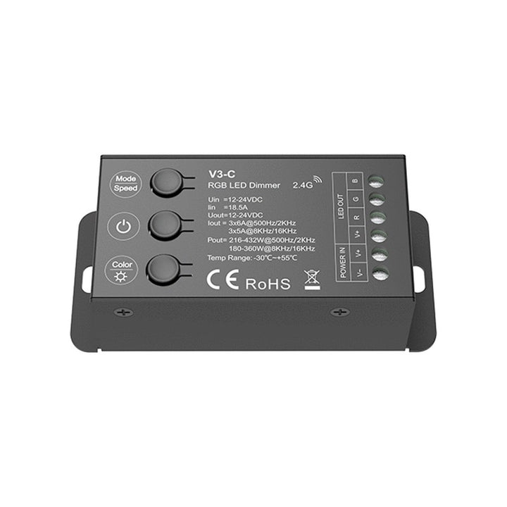 Controlador RGB 12-24 V CC - 3 canales - RF 2,4 GHz y control por pulsador - Skydance