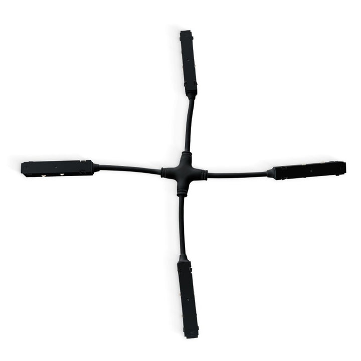 Conector eléctrico en forma de X para carril magnético de 20 mm - Negro