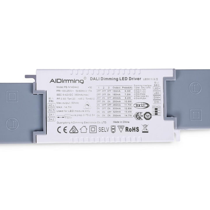 Driver LED dimmable par DALI , PUSH, 1/0-10V - Courant multiple (150-350mA)