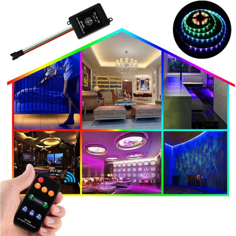 Controlador de música LED IC Pixel RGB/RGBW con control remoto - 5-12 V CC - 600 píxeles