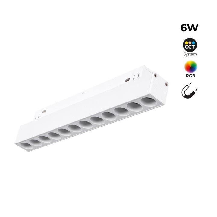 Spot linéaire opale sur rail magnétique RGB + CCT - 6W - UGR18 - Mi Light - Blanc