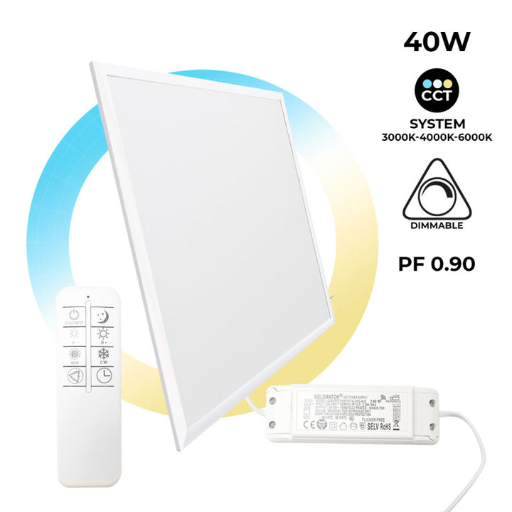 Dalle LED 60x60 extra-plat CCT dimmable avec télécommande - 40W