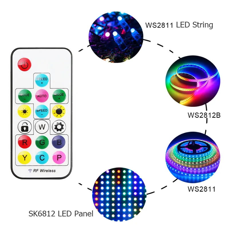 Contrôleur LED IC RGB/RGBW avec télécommande RF - 5-24V DC - 2048 pixels