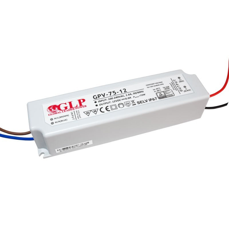 Alimentation LED étanche 12V DC - 75W  - IP67 - GLP