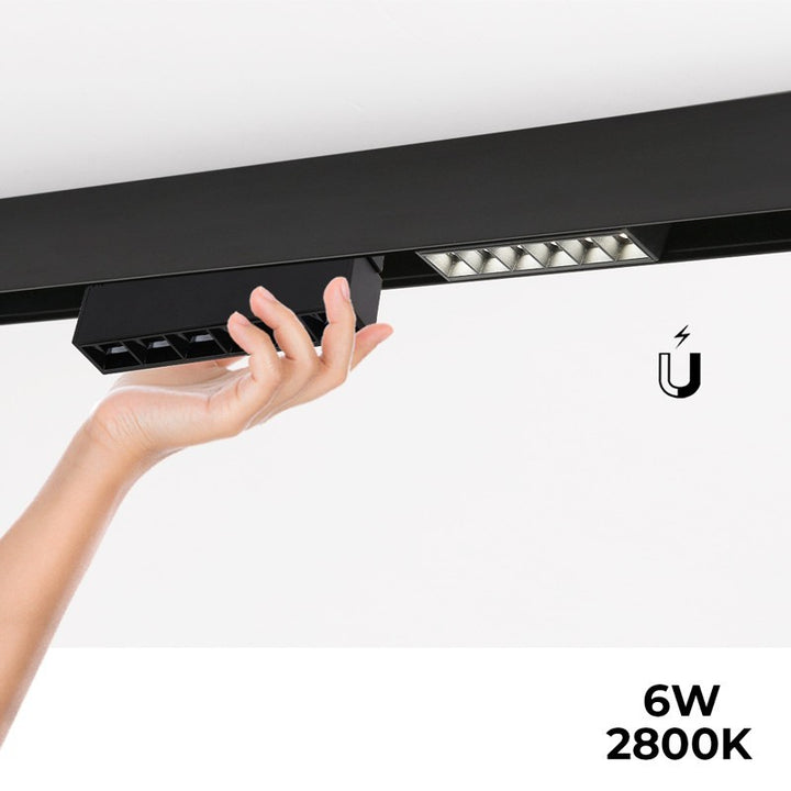 Foco LED lineal sobre carril magnético 48V - 6W - UGR 16 - Negro