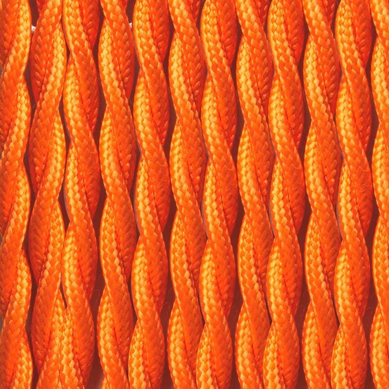 Câble tressé recouvert d'un tissu à effet soie de couleur orange