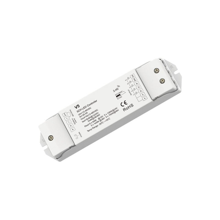 Controlador dimmer RGB+CCT 12-48V DC - 25A (5A/canal) - RF 2.4G - Dimmer PUSH - Skydance