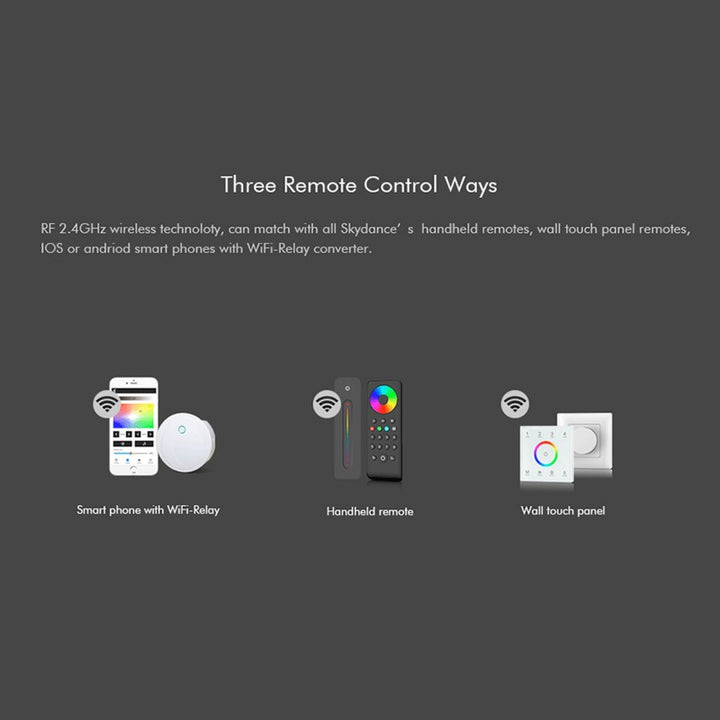 Controlador Monocromo / CCT / RGB 12-24V DC - 3 canales - 4A/canal - RF 2.4GHz - Skydance