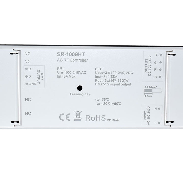 Receptor RF con regulador RGB de 230 V CA (3 canales, 1,2 A/canal) - SUNRICHER Perfect RF