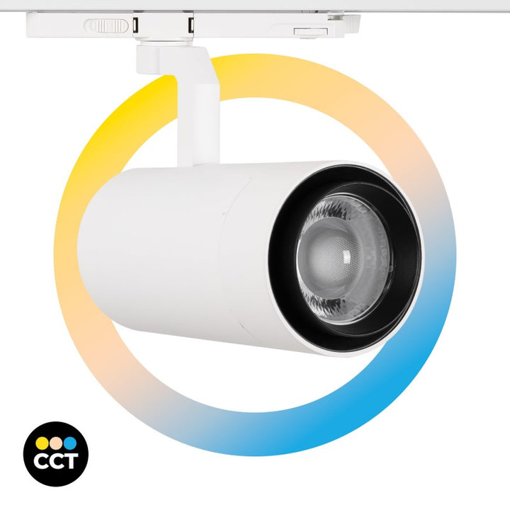 Foco LED para carril trifásico 35W CCT - ZOOM 20º- 60º - CRI 90