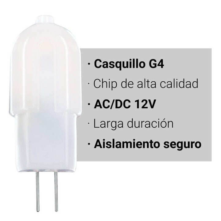 Pack de 10 Ampoules LED G4 Bi-Pin 1.8W 12V-DC/AC 160lm