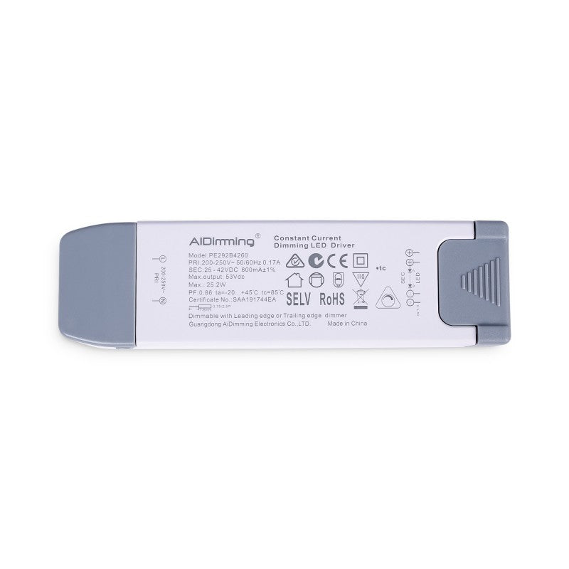 Controlador LED regulable por TRIAC 25-42 V CC - 600 mA - 25,2 W