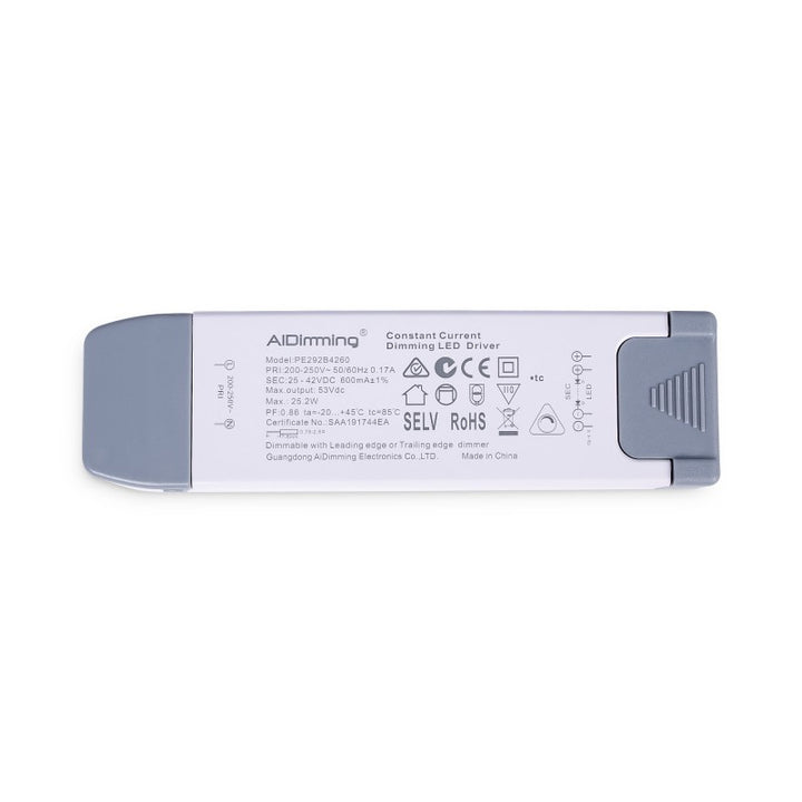 Controlador LED regulable por TRIAC 25-42 V CC - 600 mA - 25,2 W