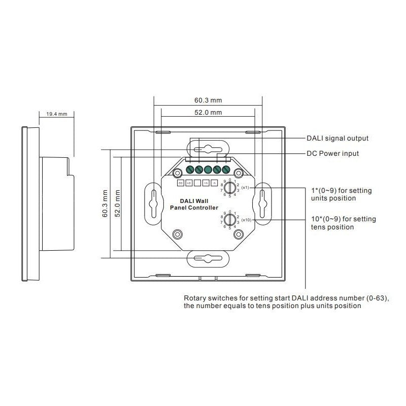 Interruptor táctil RGB 12-24V-DC (4 zonas) DALI RGB TOUCH COLOR