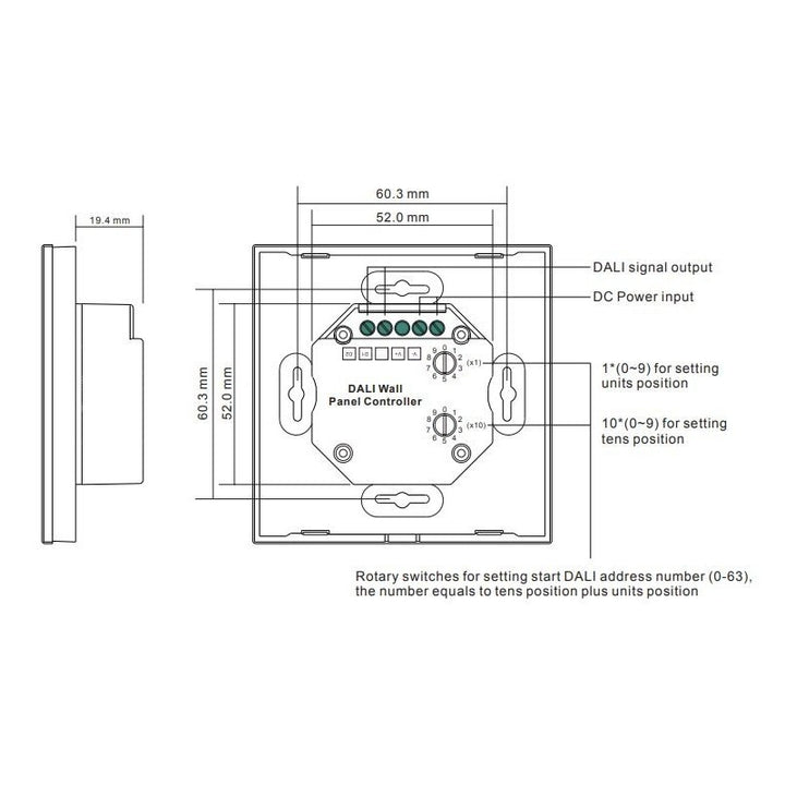 Interrupteur tactile RGB 12-24V-DC (4 zones) DALI RGB TOUCH COLOR