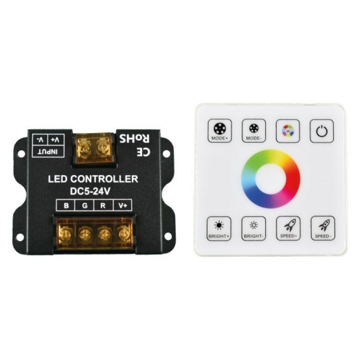 Contrôleur RGB pour rubans LED avec panneau tactile RF - 5-24V/DC