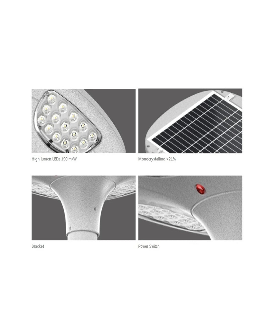 Lampadaire solaire LED 100W 2700Lm IP65