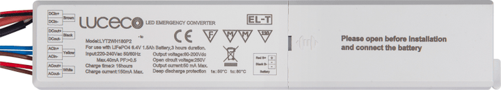 Paquete de emergencia plug-and-play para tiras Luceco Climate Essence y Luxpack Essence 2W